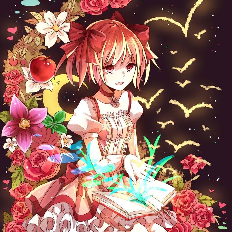 Anime Girl Reading Book — Red, Magical