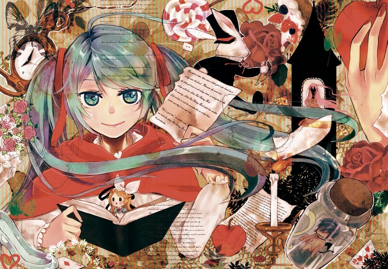 Anime Girl Reading Book — Red, Whimsical
