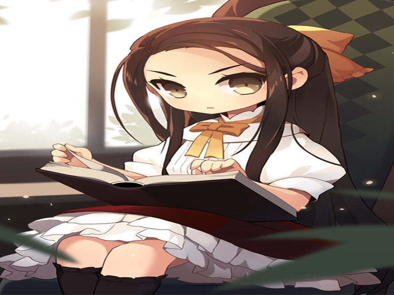 Anime Girl Reading Book — White, Calm, Afternoon, Chair, Window