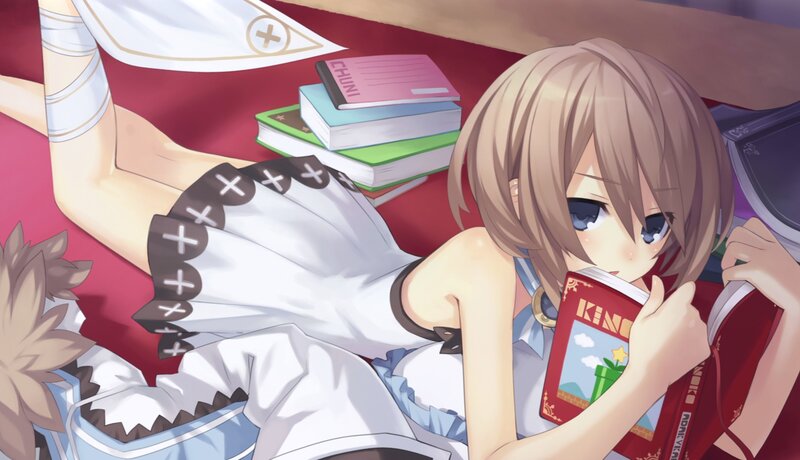 Anime Girl Reading Book — White, Calm, Bed
