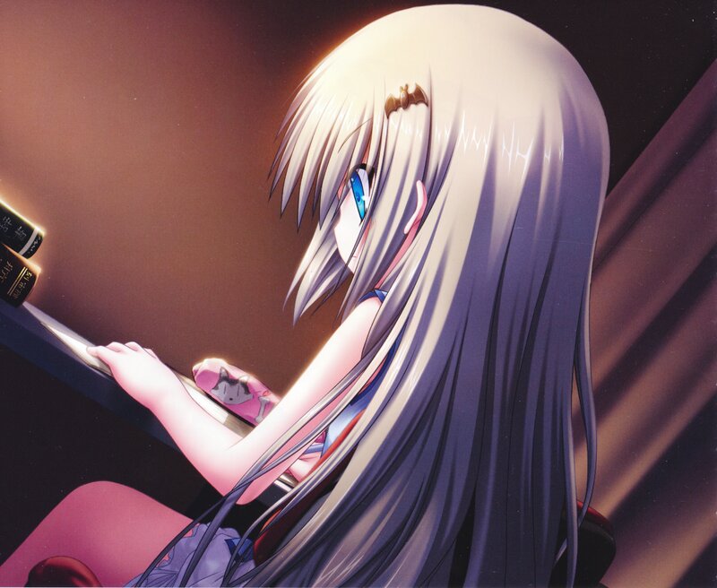 Anime Girl Reading Book — White, Calm, Night