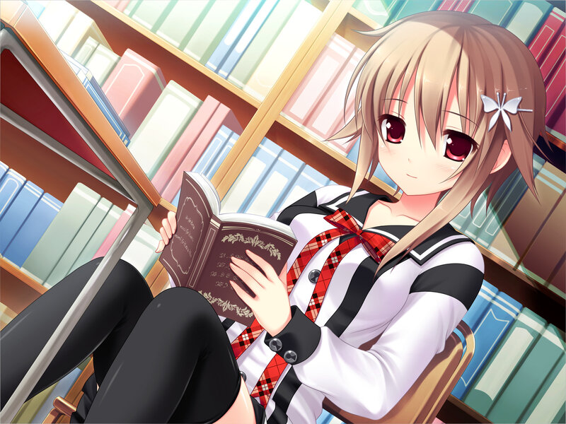 Anime Girl Reading Book — White, Calm