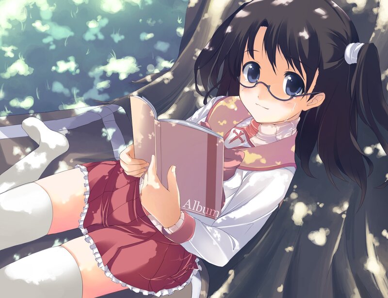 Anime Girl Reading Book — White, Peaceful