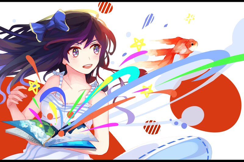 Anime Girl Reading Book — White, Playful