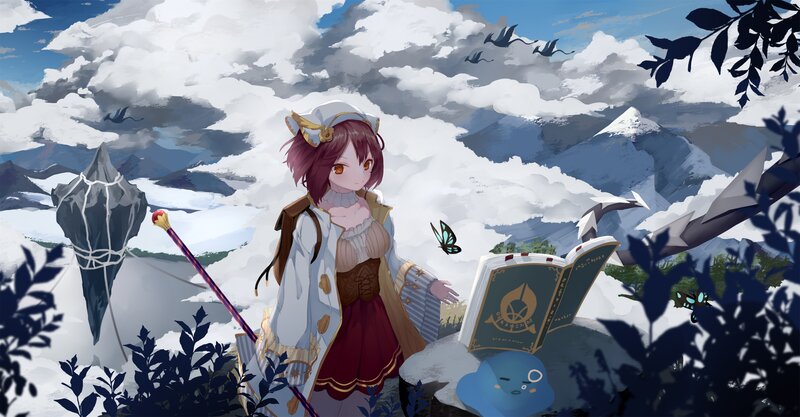 Anime Girl Reading Book — White, Serene, Afternoon, Digital Art