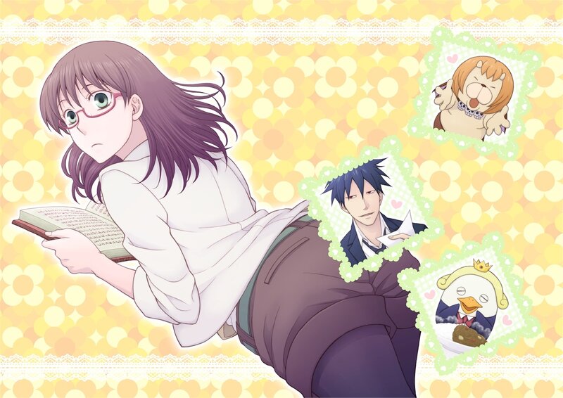 Anime Girl Reading Book — Yellow, Calm, Glasses, Penguin