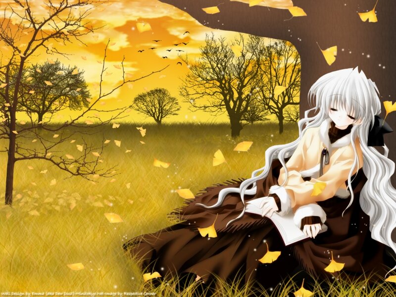 Anime Girl Reading Book — Yellow, Serene