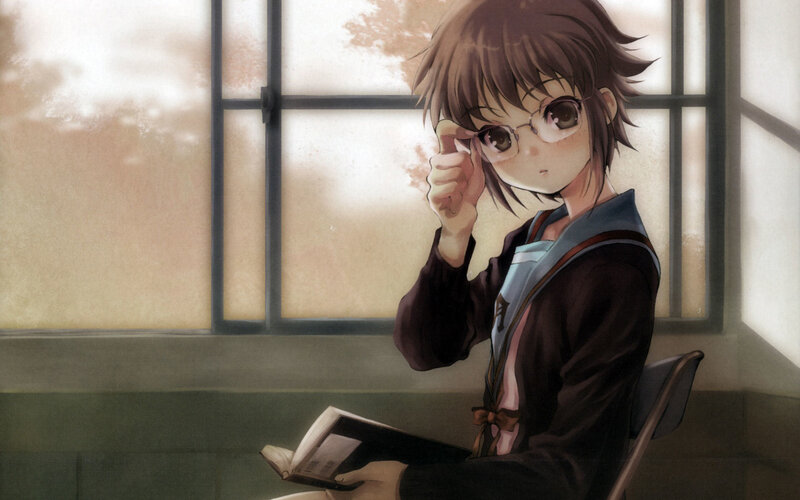 anime girl reading by window