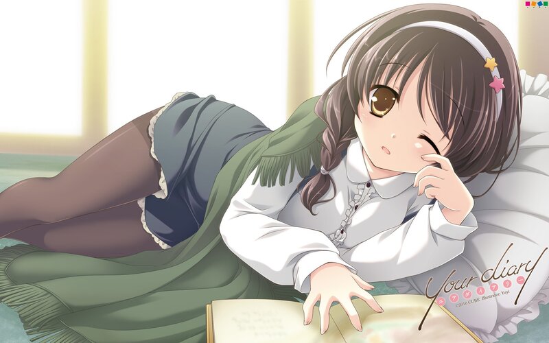 anime girl reading diary