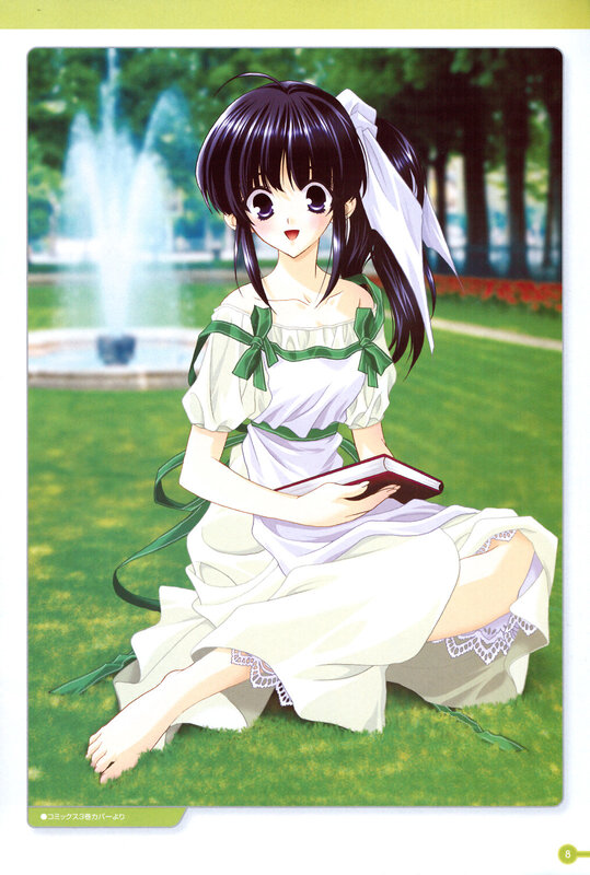 Anime girl reading in garden