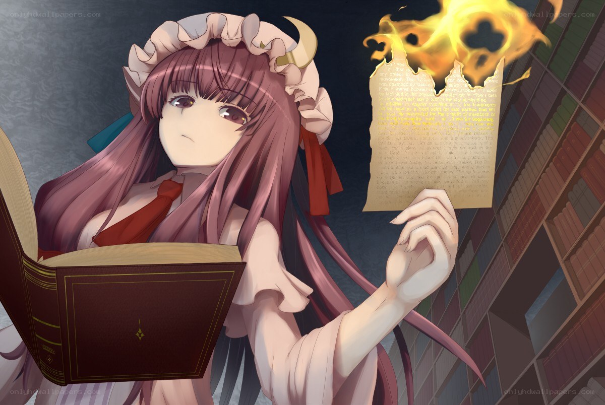anime girl reading in library