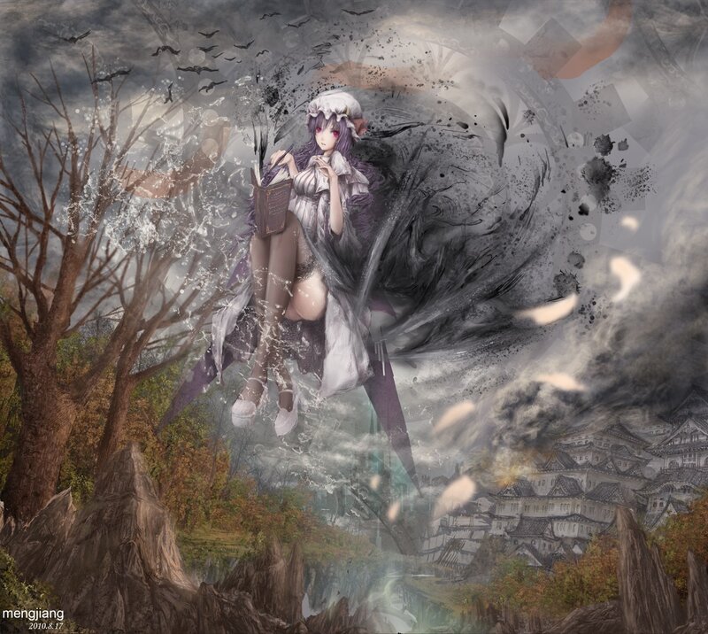 anime girl reading in storm