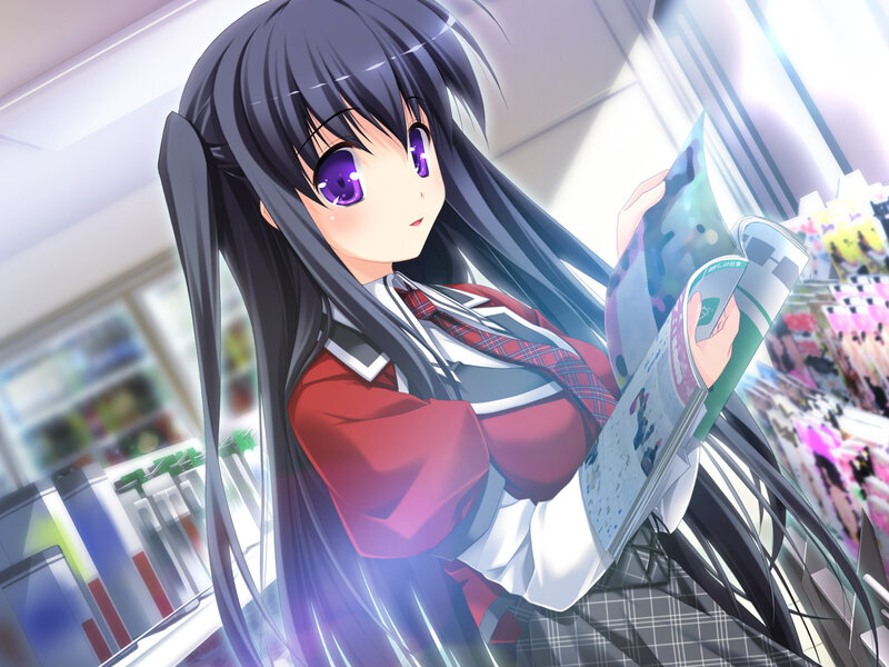 Anime Girl Reading Magazine — Black