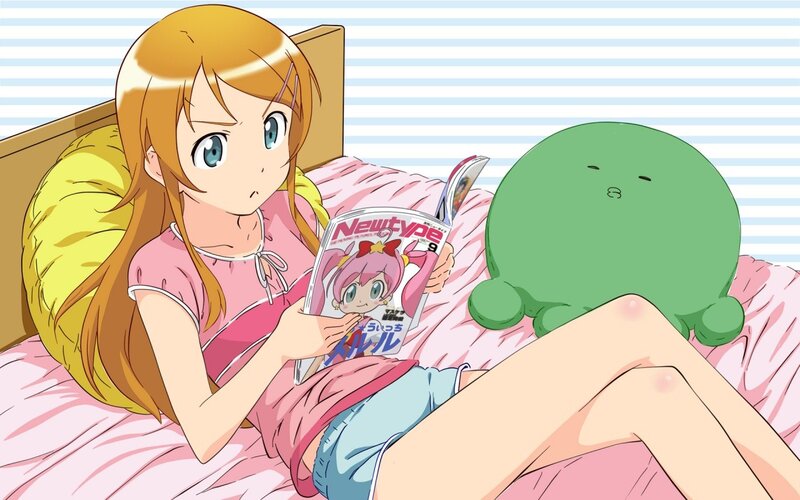 Anime Girl Reading Magazine — Pink, Relaxed