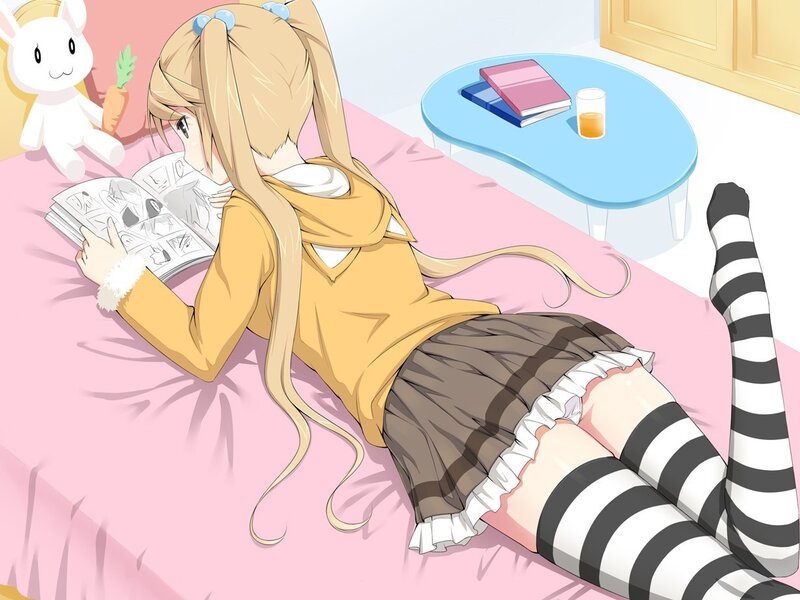 Anime girl reading manga