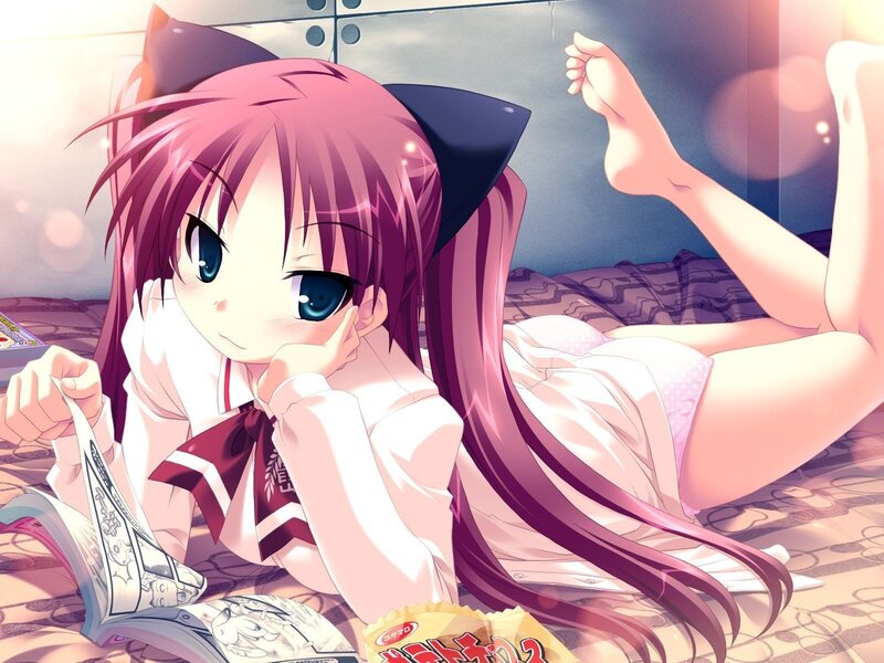 Anime girl reading manga