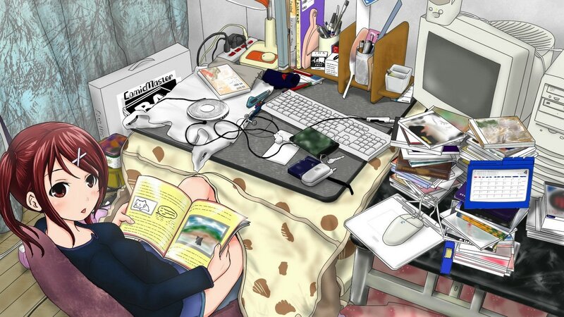 anime girl reading manga