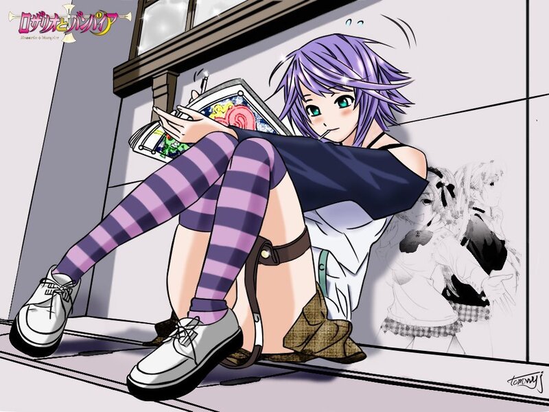 Anime girl reading manga