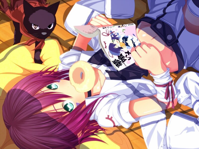 Anime girl reading manga