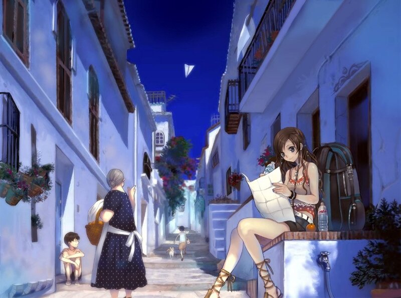 Anime Girl Reading Map