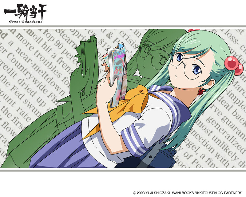 anime girl reading newspaper
