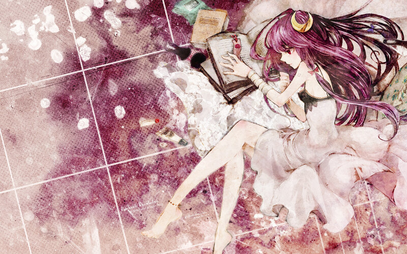 Anime girl reading on floor