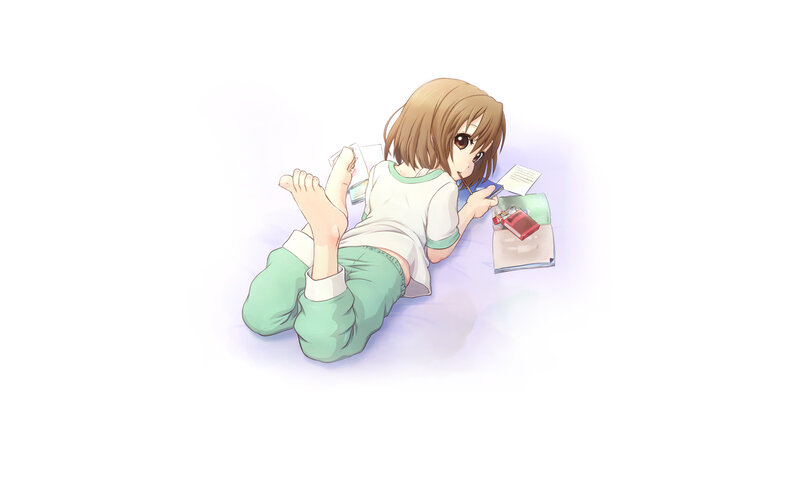 anime girl reading on floor