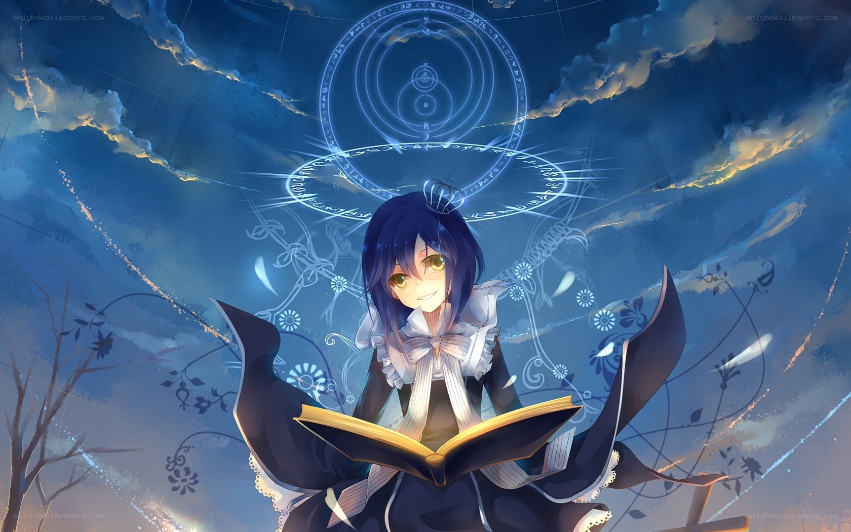 anime girl reading spellbook