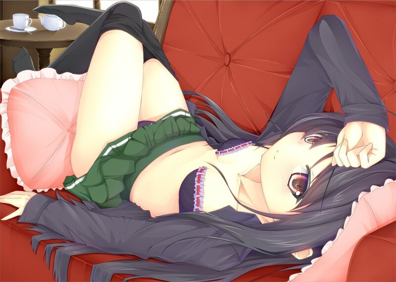 Anime girl relaxing on couch