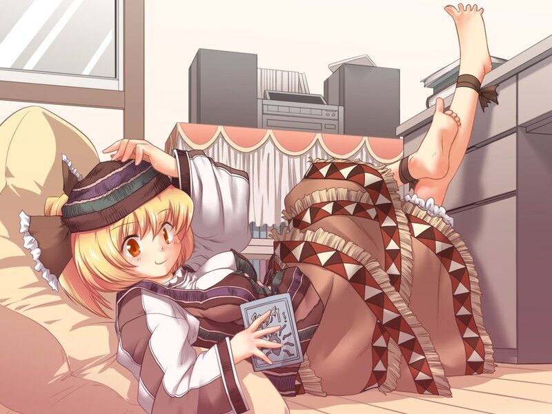 anime girl relaxing on floor