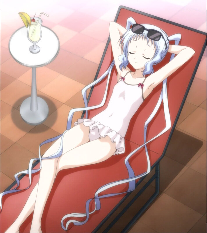 anime girl relaxing on lounge chair