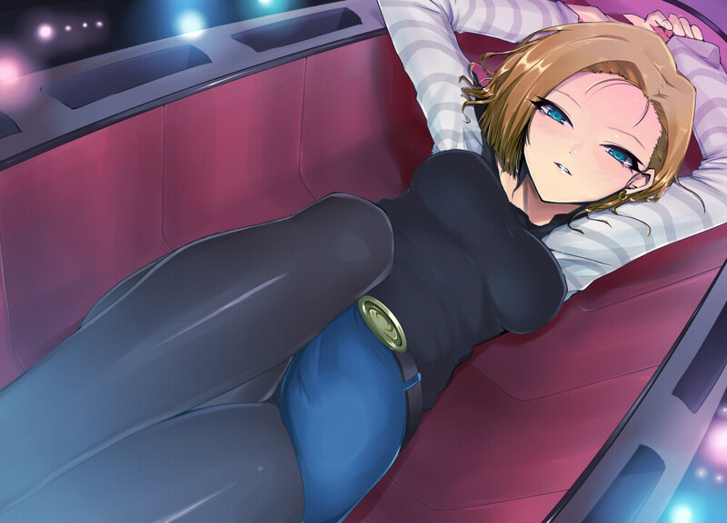 anime girl resting in car