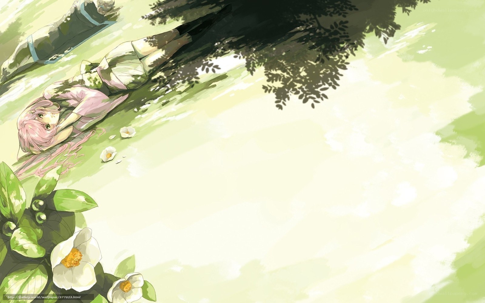 Anime girl resting in garden