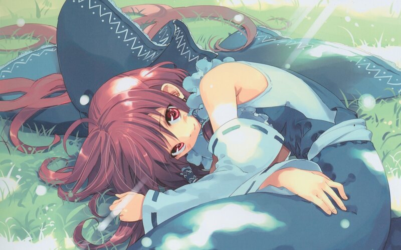 Anime girl resting in grass