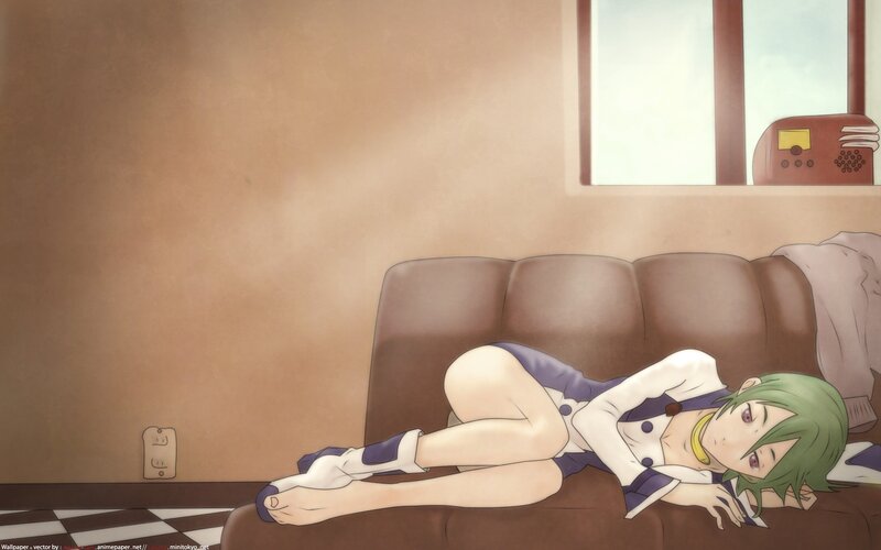 Anime girl resting on a couch