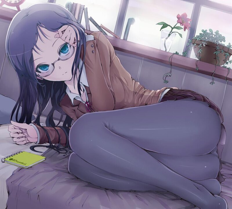 anime girl resting on bed
