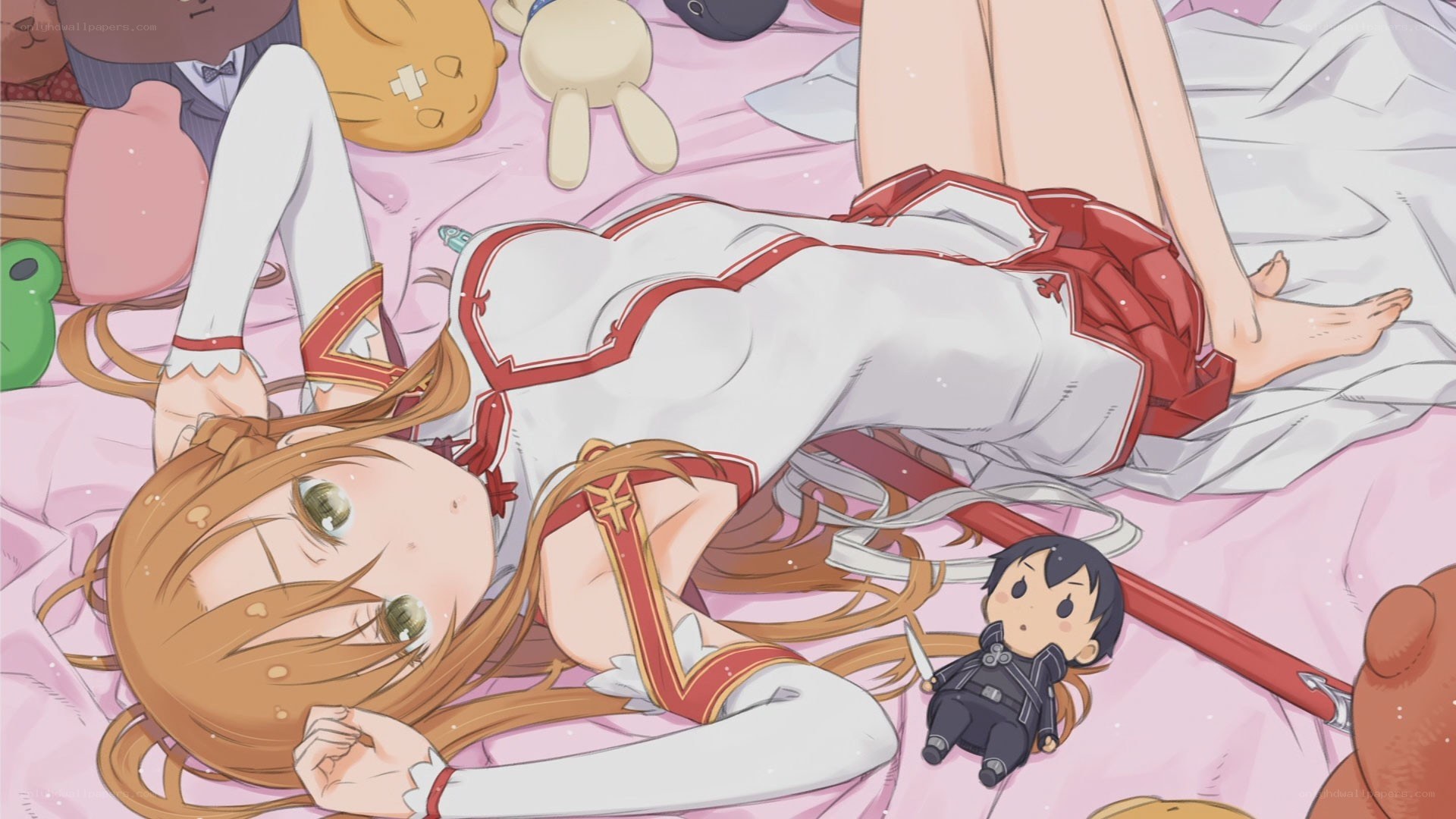 anime girl resting on bed