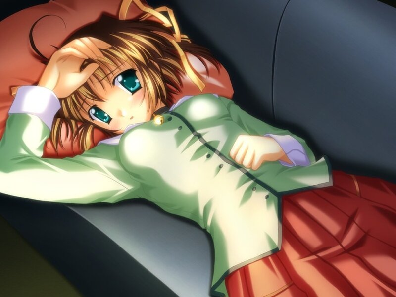 anime girl resting on couch