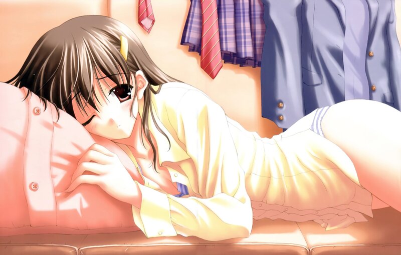 anime girl resting on couch