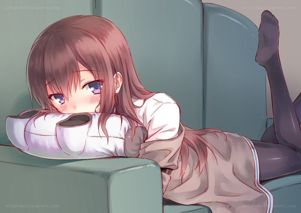 anime girl resting on couch