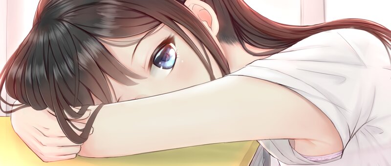 Anime Girl Resting — White, Calm
