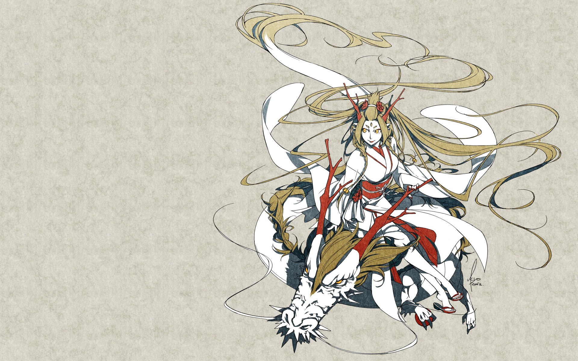anime girl riding a dragon