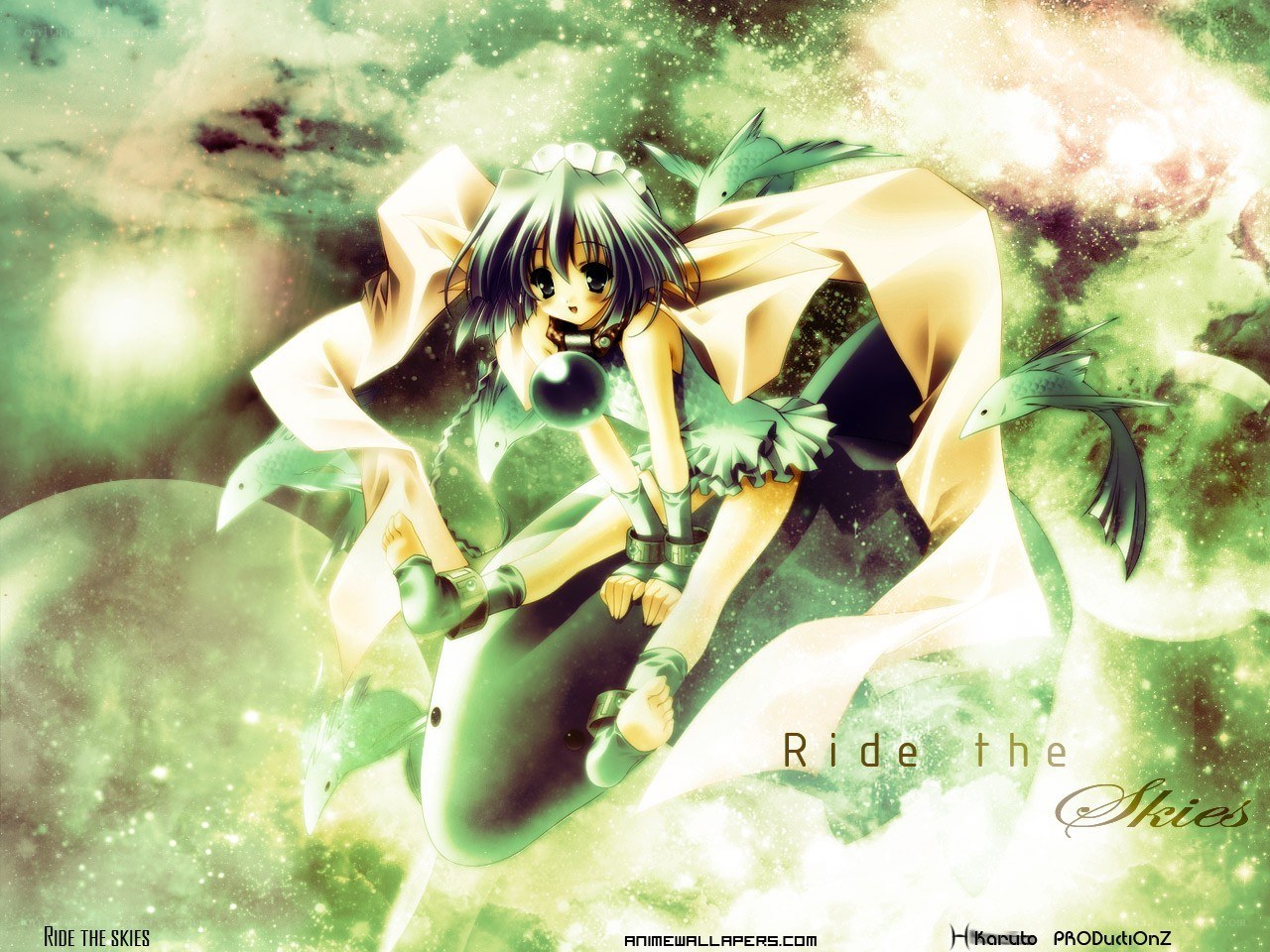 Anime girl riding a fish