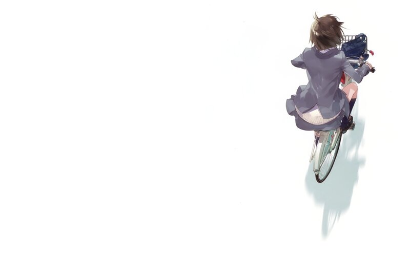anime girl riding bicycle