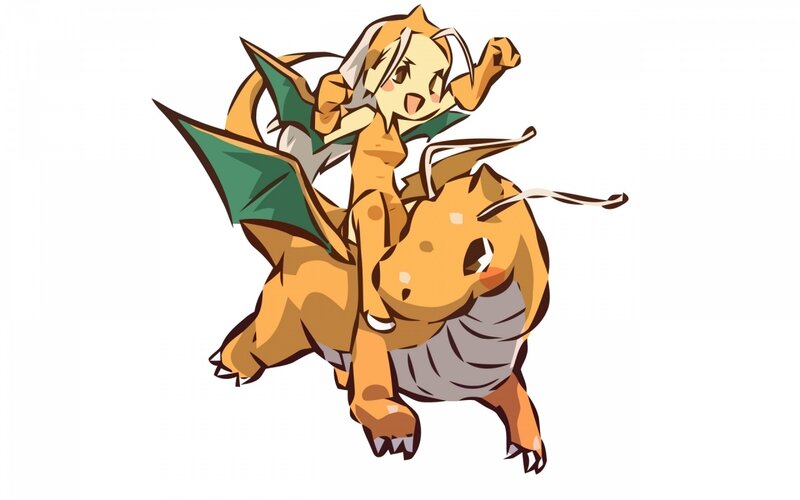 Anime Girl Riding Dragon — Orange