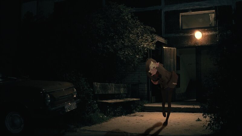 Anime Girl Running — Black, Dark