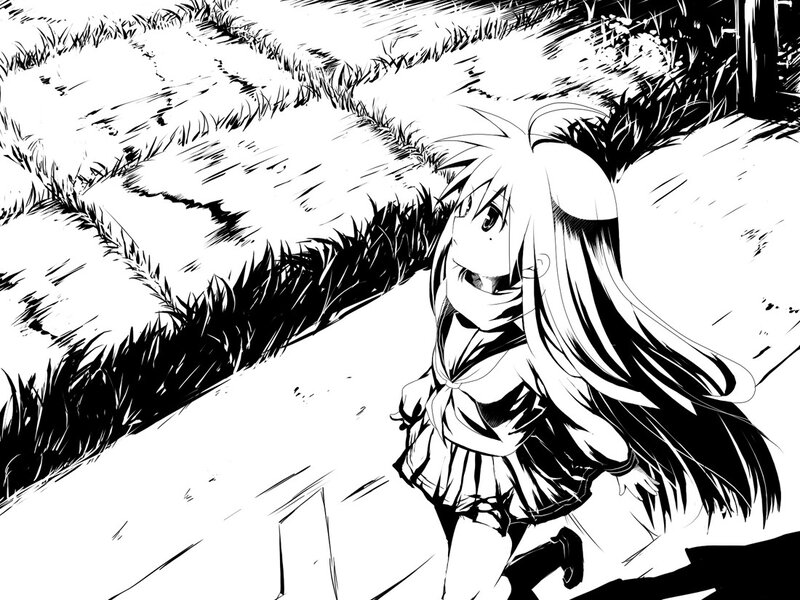 Anime Girl Running — Black, Dynamic, Manga