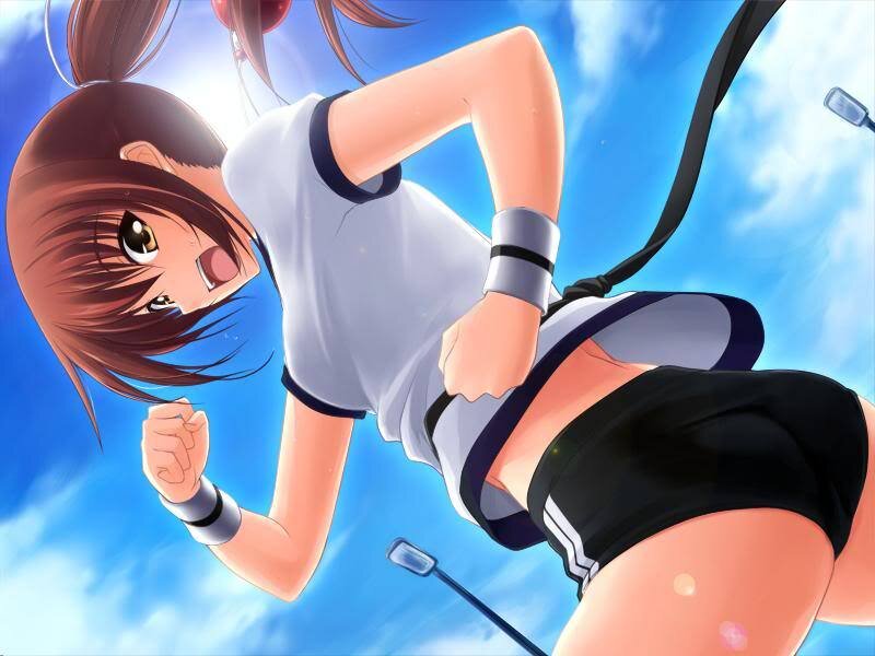 Anime Girl Running — Blue, Dynamic, Afternoon, Sky