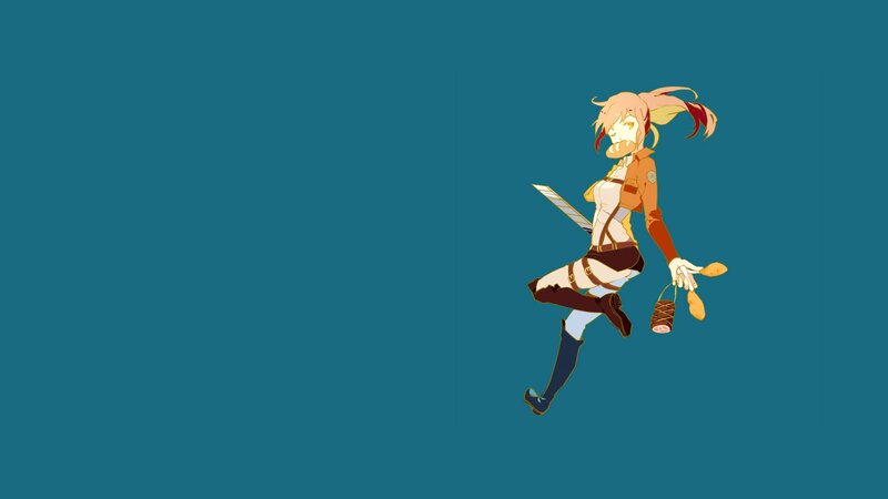 Anime Girl Running — Blue, Dynamic, Sword