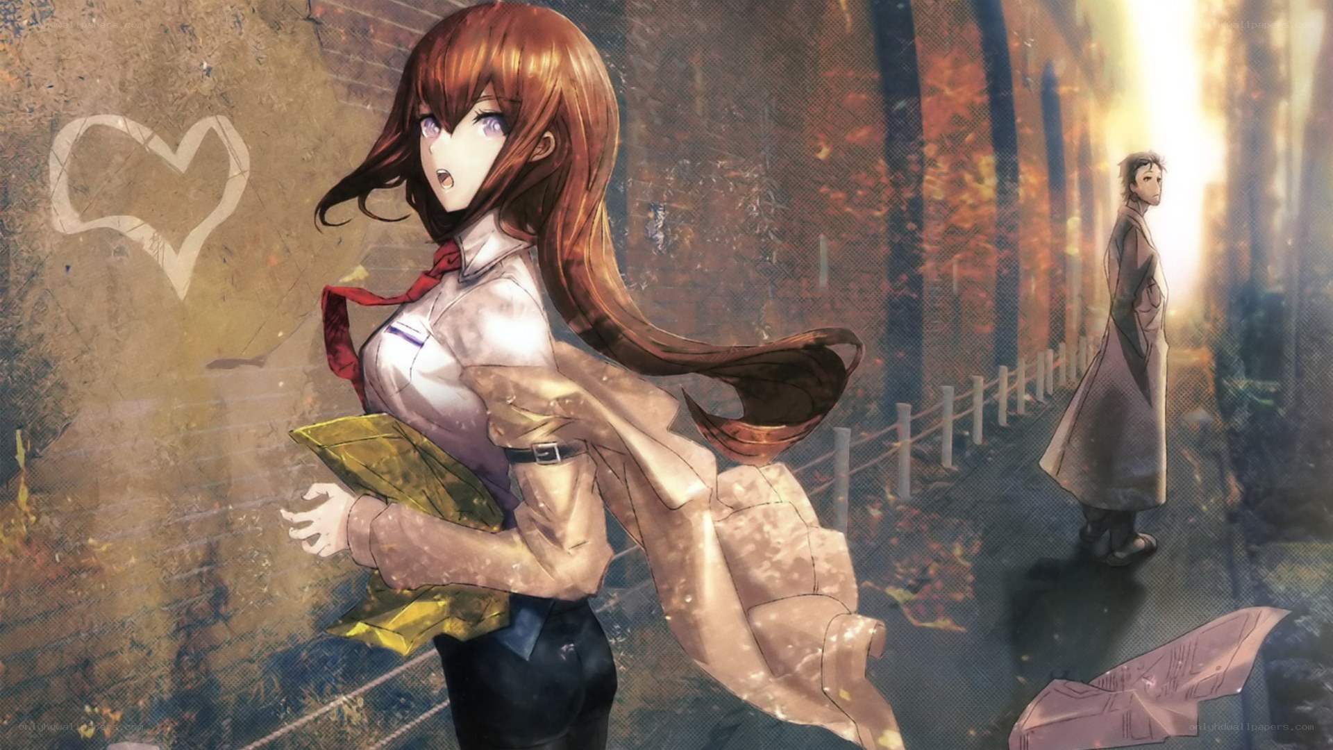 anime girl running from man